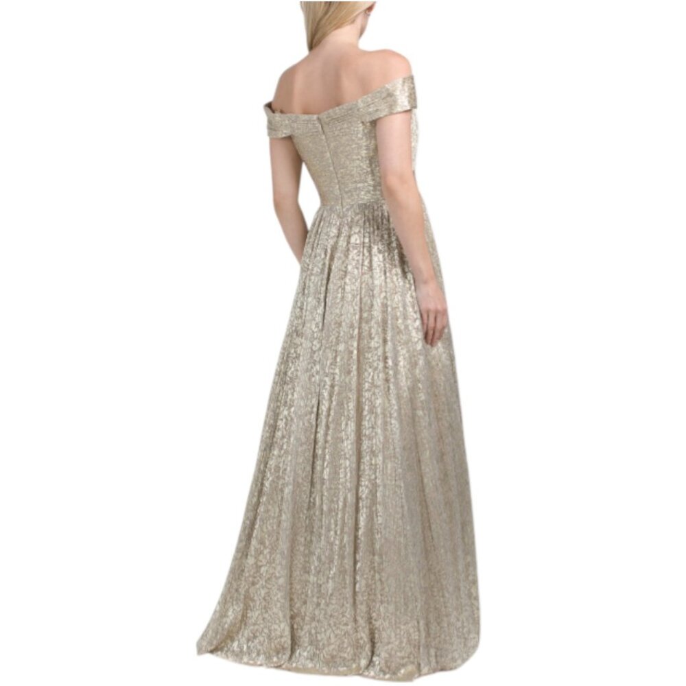 AIDAN MATTOX Off The Shoulder Metallic Gown - Picture 2 of 5